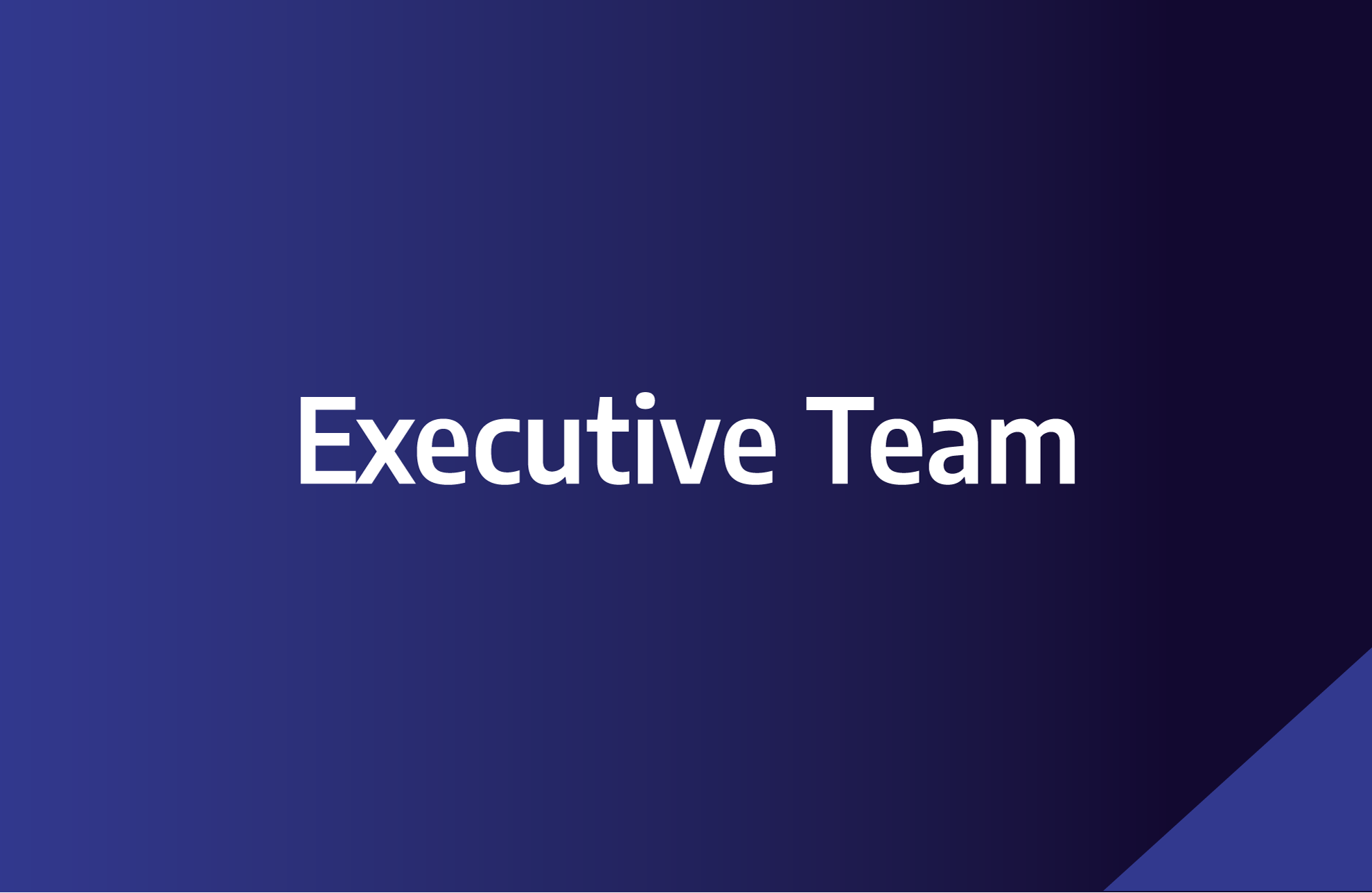 Image with a blue background and the text 'Executive Team' in white, centered.