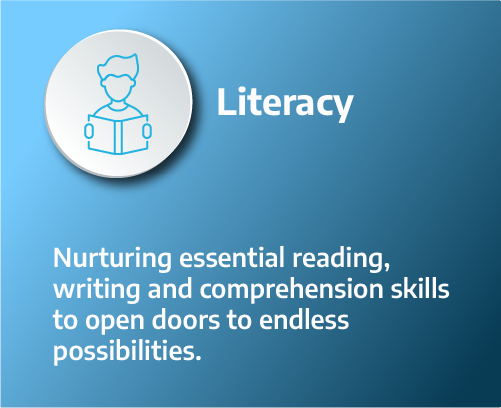 Literacy: Nurturing essential reading, writing and comprehension skills to open doors to endless possibilities.
